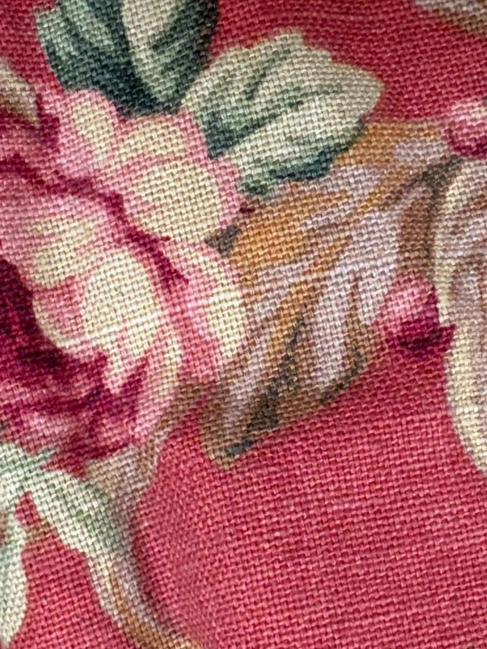 French Country Custom Pleated Drapes Floral Baroque Scroll Red 2 @ 105